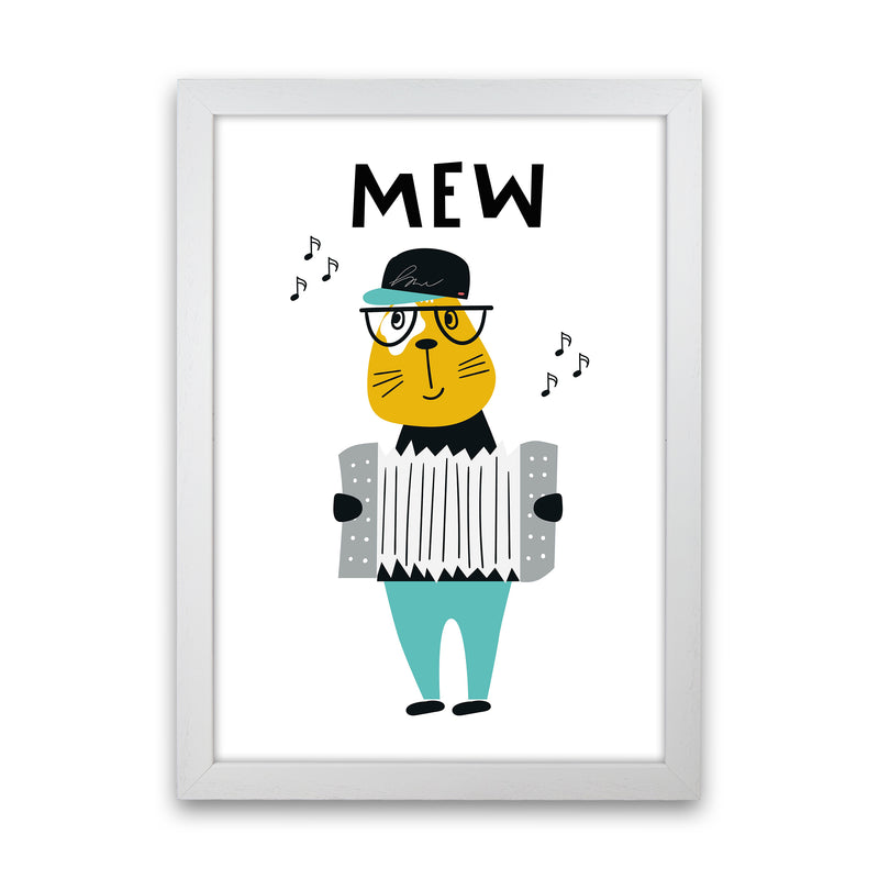 Mew Animal Pop  Art Print by Pixy Paper White Grain