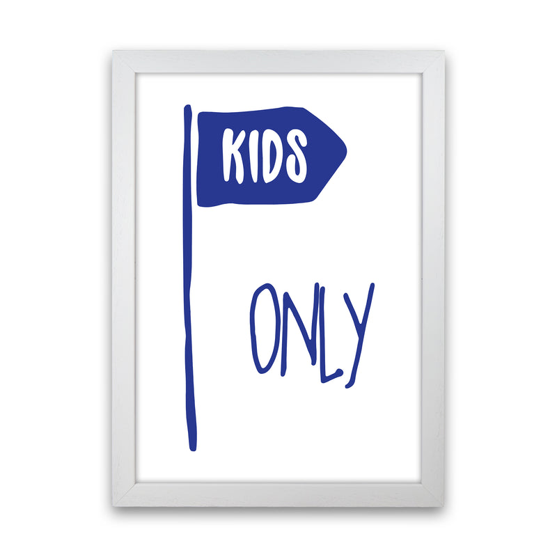 Kids Only Navy  Art Print by Pixy Paper White Grain