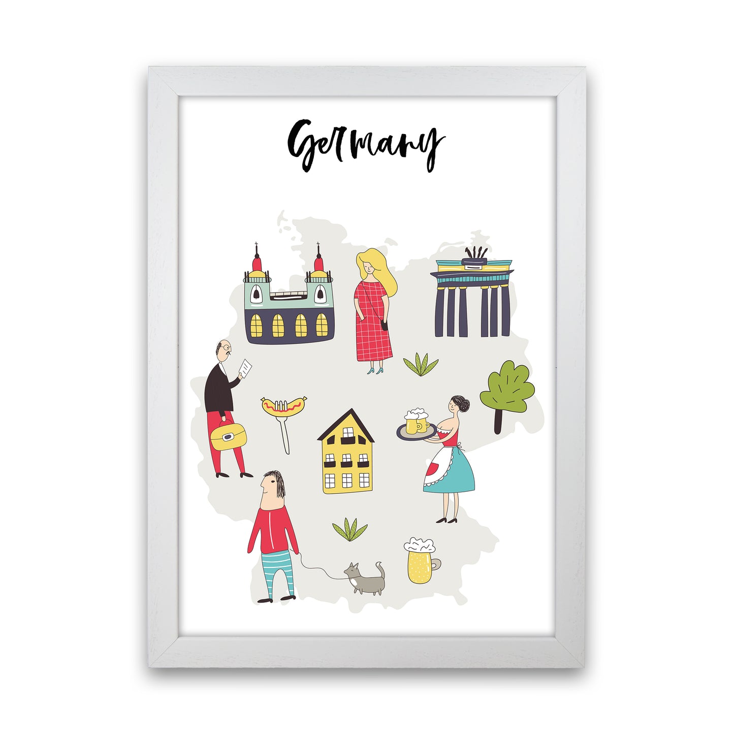 Germany Map  Art Print by Pixy Paper White Grain