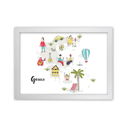 Greece Map  Art Print by Pixy Paper White Grain