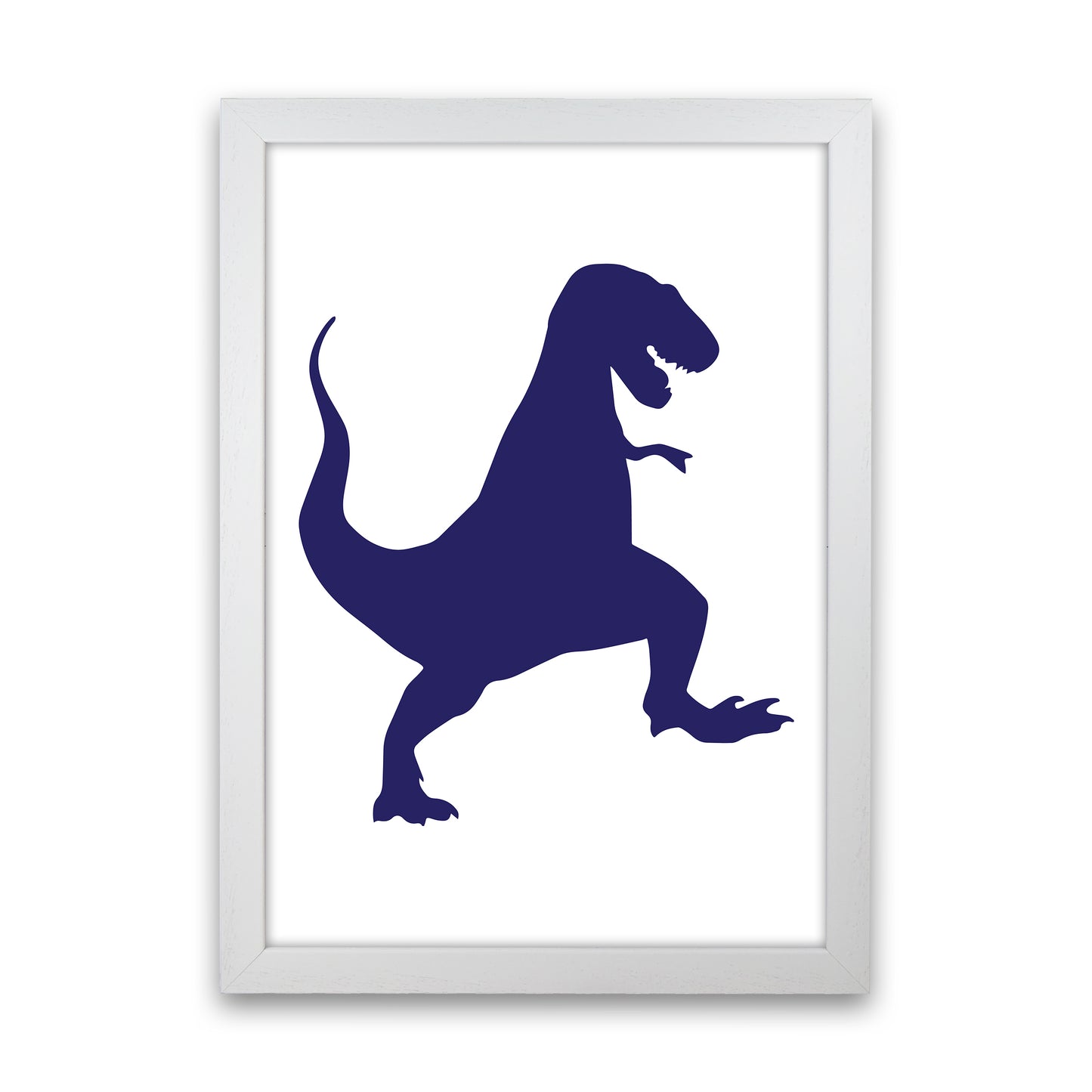 T-Rex Navy  Art Print by Pixy Paper White Grain