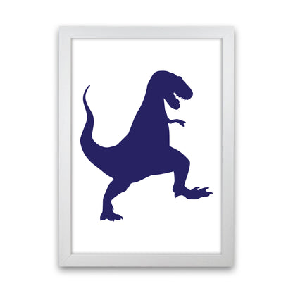 T-Rex Navy  Art Print by Pixy Paper White Grain