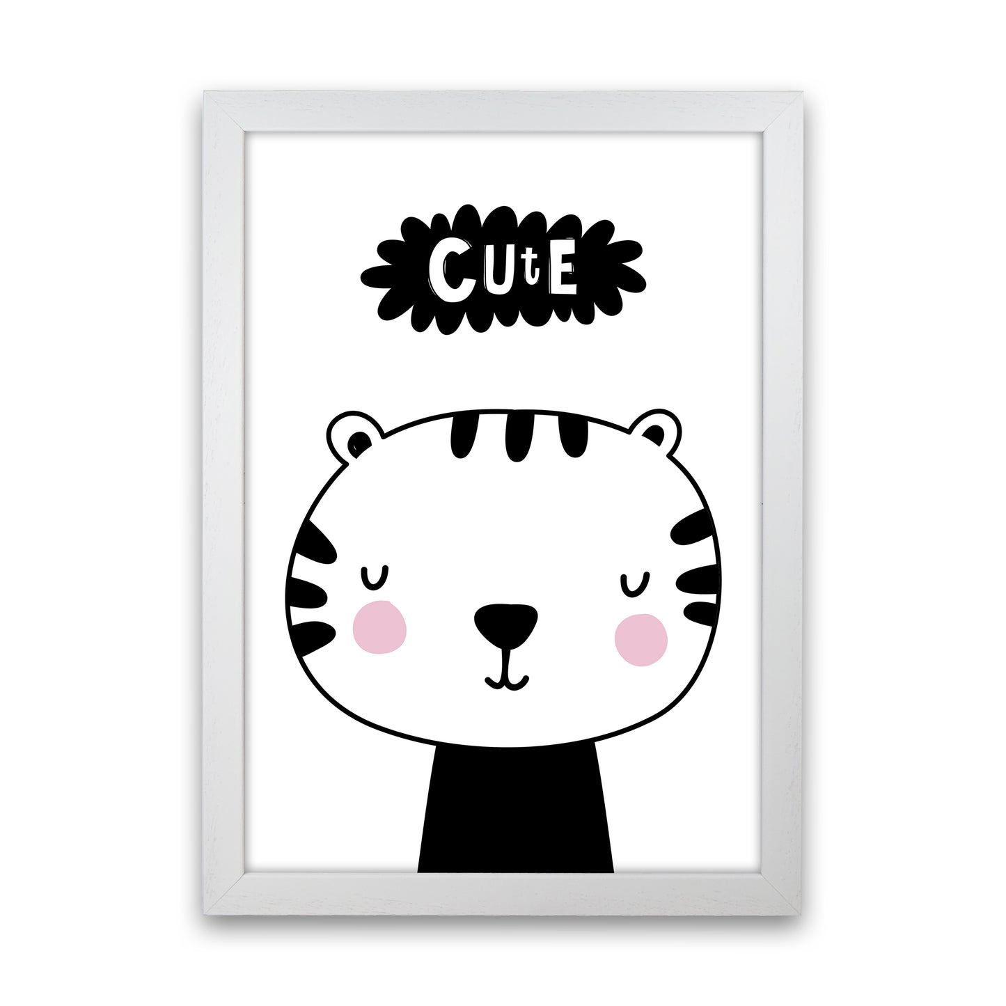 Cute Tiger  Art Print by Pixy Paper White Grain