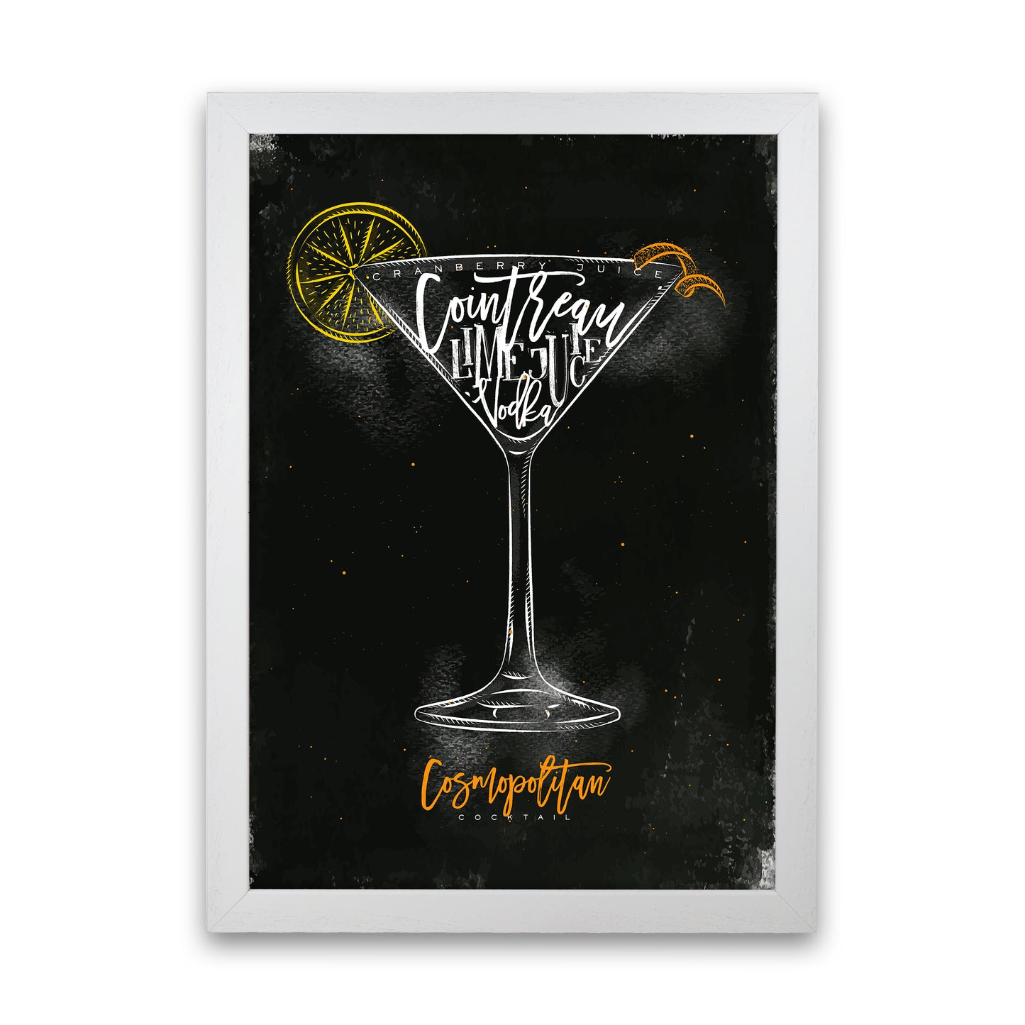 Cosmopolitan Cocktail Black  Art Print by Pixy Paper White Grain