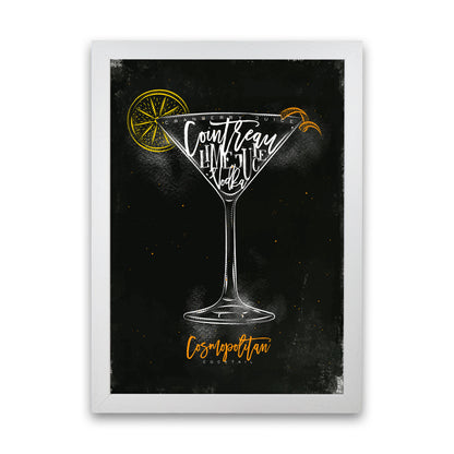 Cosmopolitan Cocktail Black  Art Print by Pixy Paper White Grain