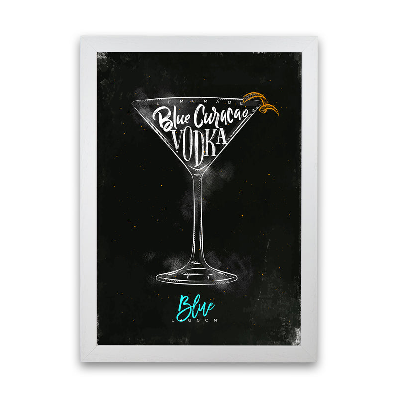 Blue Lagoon Cocktail Black  Art Print by Pixy Paper White Grain