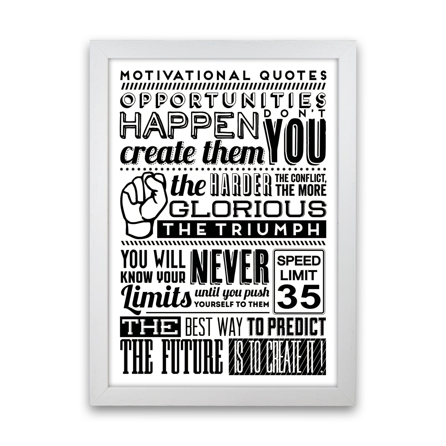 Opportunities Happen Vintage  Art Print by Pixy Paper White Grain
