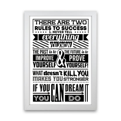 Rules To Success Vintage  Art Print by Pixy Paper White Grain