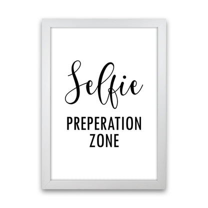 Selfie Preperation Zone  Art Print by Pixy Paper White Grain