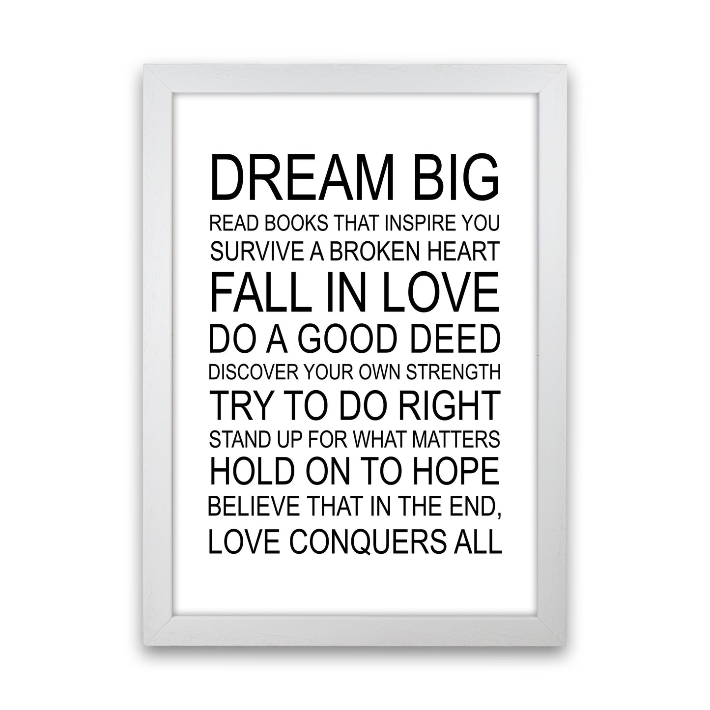Dream Big Inspirational  Art Print by Pixy Paper White Grain