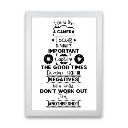 Life Is Like A Camera  Art Print by Pixy Paper White Grain