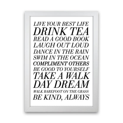Live Your Best Life  Art Print by Pixy Paper White Grain