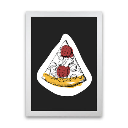 Kitchen Pop Pizza Off Black Art Print by Pixy Paper White Grain