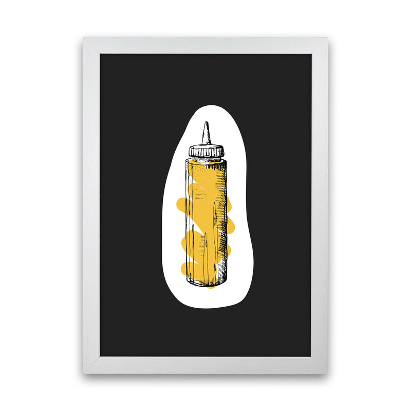 Kitchen Pop Mustard Off Black Art Print by Pixy Paper White Grain