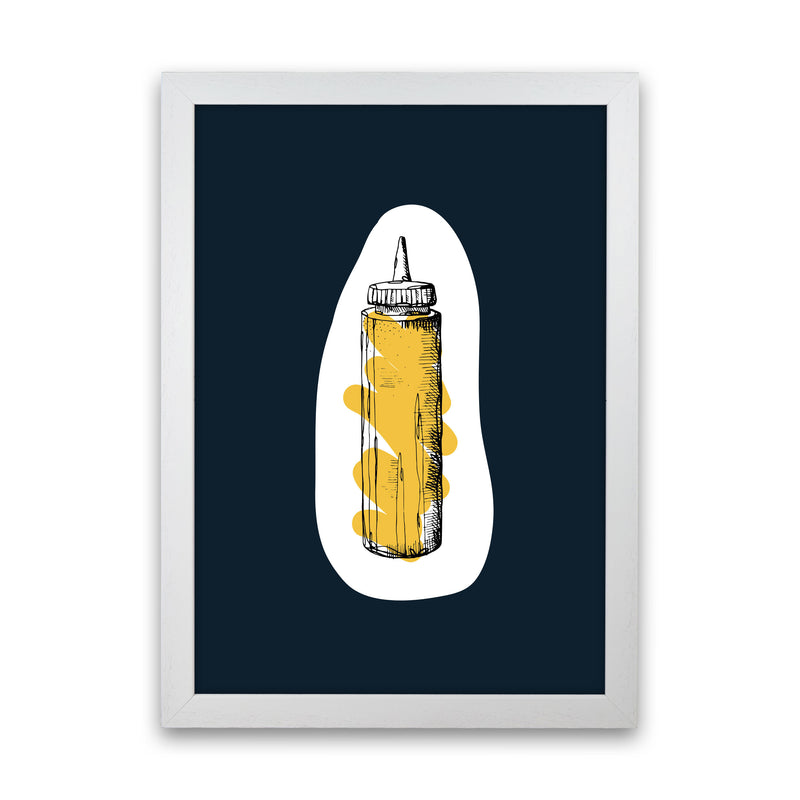 Kitchen Pop Mustard Navy Art Print by Pixy Paper White Grain