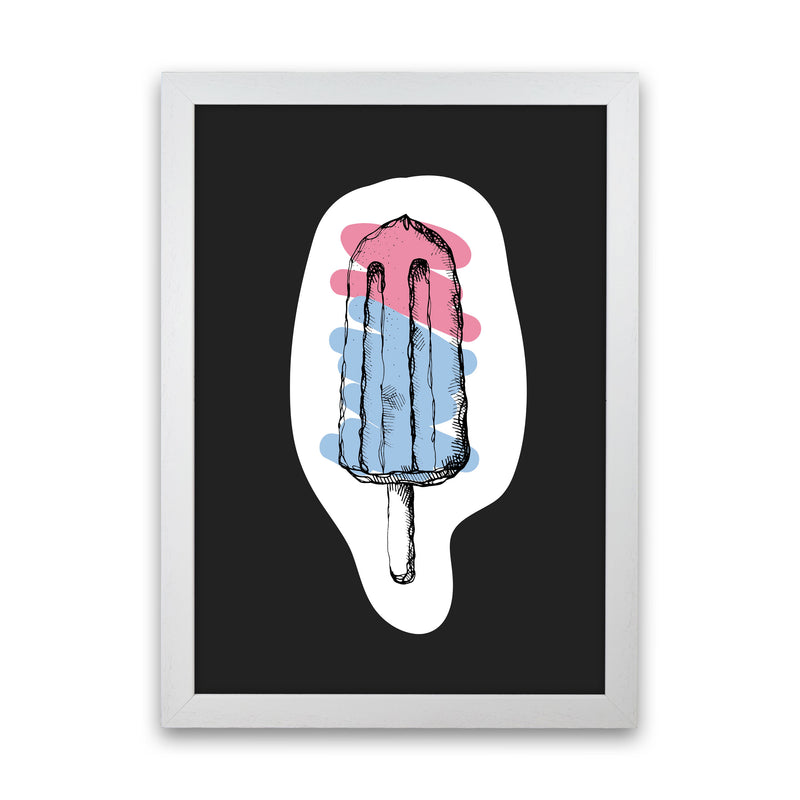 Kitchen Pop Ice Lolly Off Black Art Print by Pixy Paper White Grain
