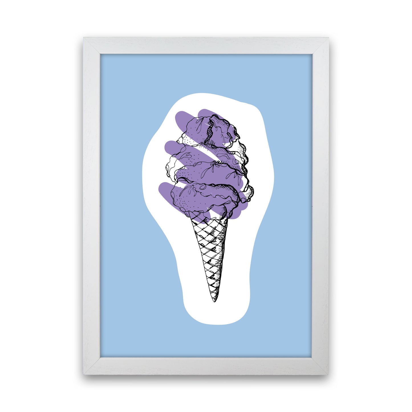 Kitchen Pop Ice Cream Blue Art Print by Pixy Paper White Grain