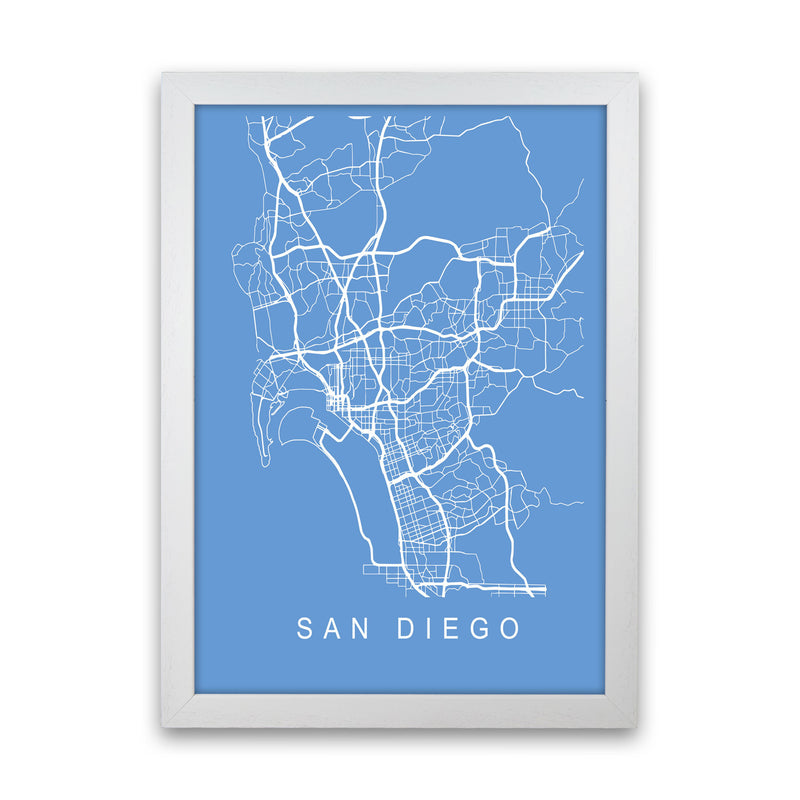 San Diego Map Blueprint Art Print by Pixy Paper White Grain