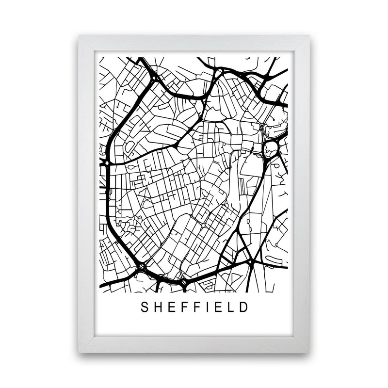 Sheffield Map Art Print by Pixy Paper White Grain