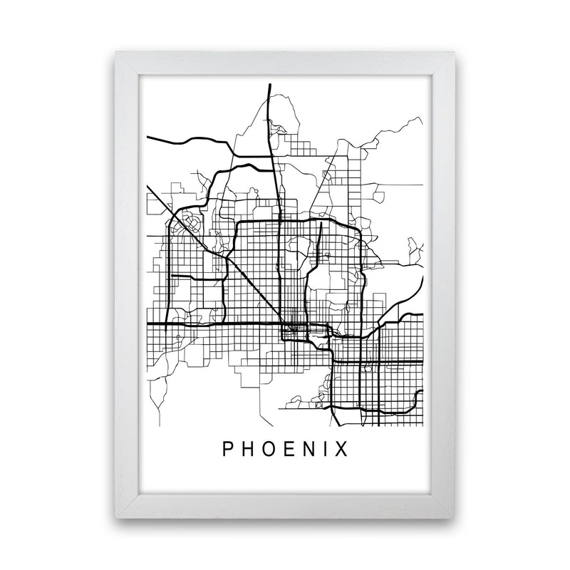 Phoenix Map Art Print by Pixy Paper White Grain