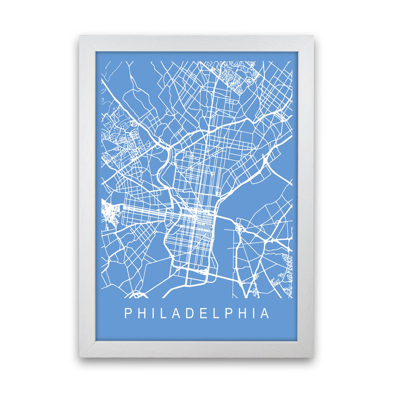 Philadelphia Map Blueprint Art Print by Pixy Paper White Grain