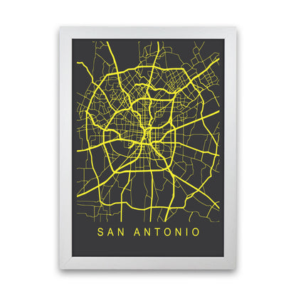 San Antonio Map Neon Art Print by Pixy Paper White Grain