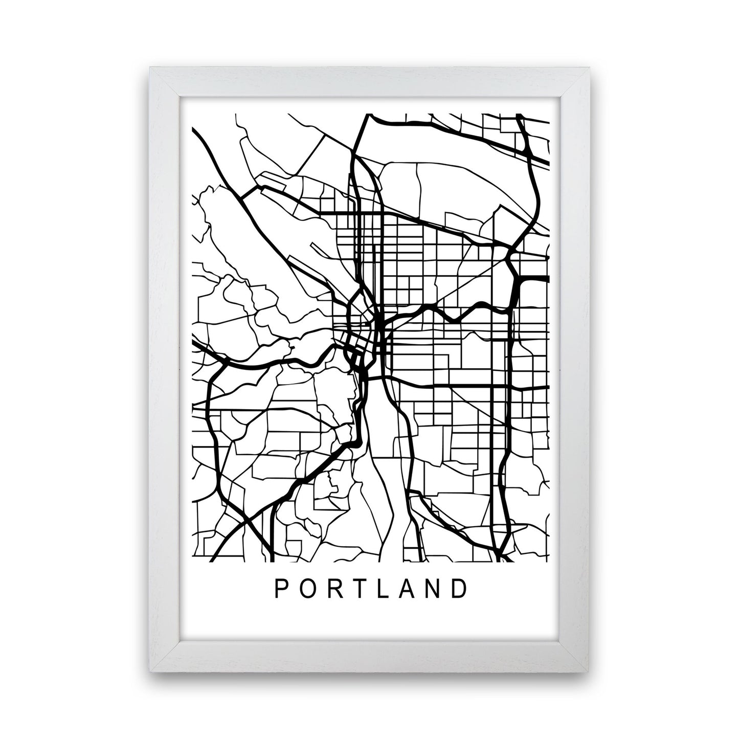 Portland Map Art Print by Pixy Paper White Grain