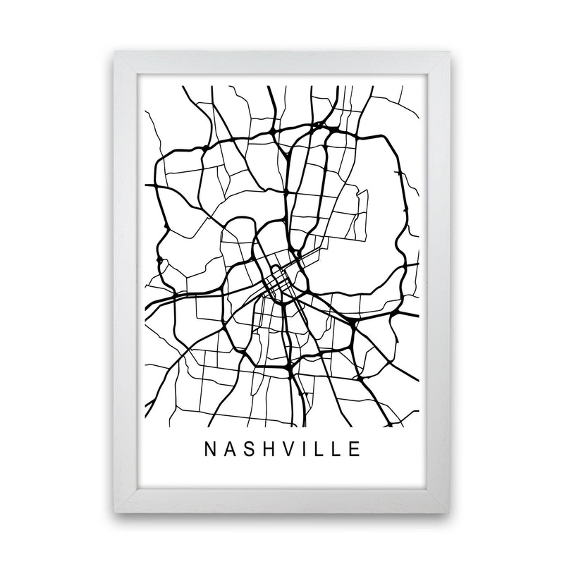 Nashville Map Art Print by Pixy Paper White Grain