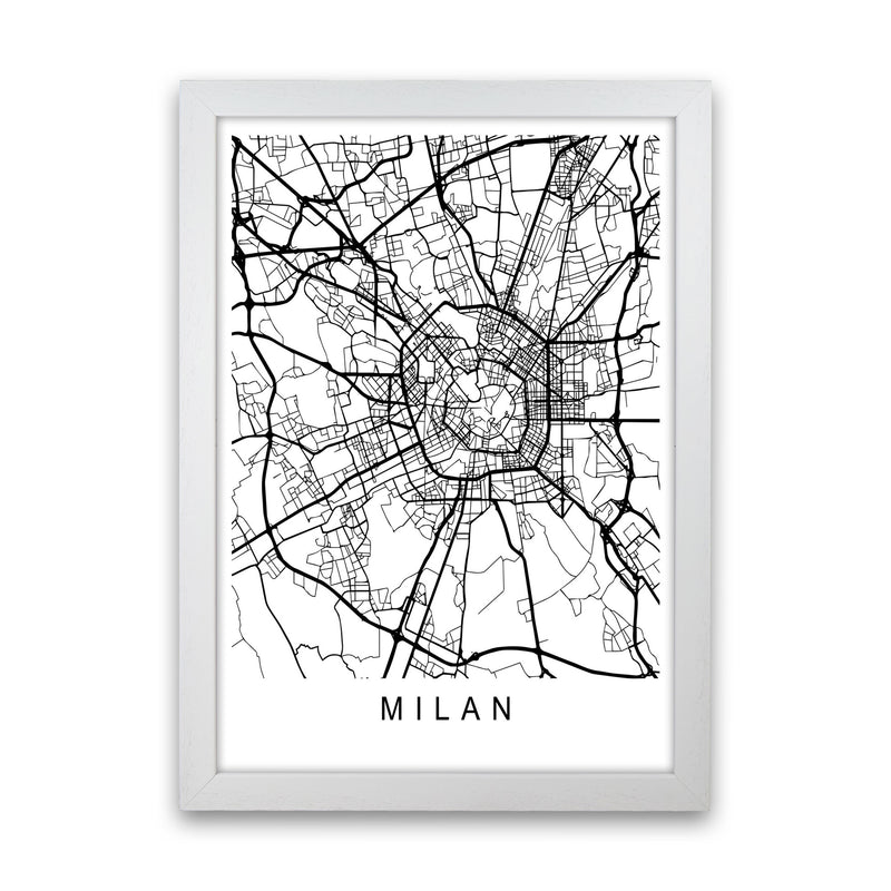 Milan Map Art Print by Pixy Paper White Grain