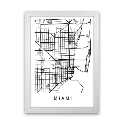 Miami Map Art Print by Pixy Paper White Grain