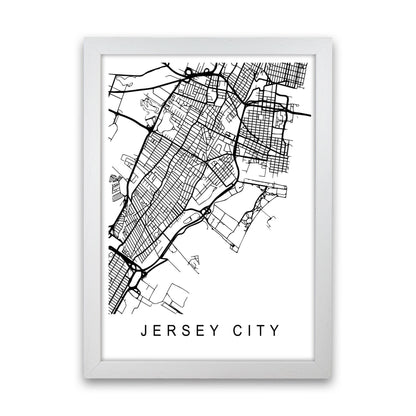 Jersey City Map Art Print by Pixy Paper White Grain