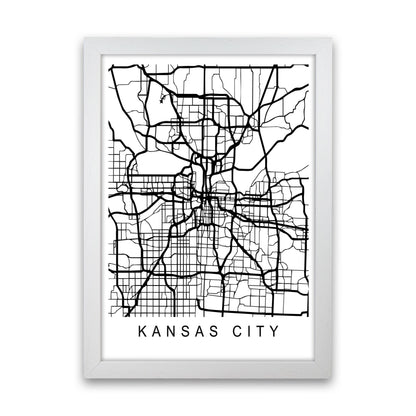 Kansas City Map Art Print by Pixy Paper White Grain