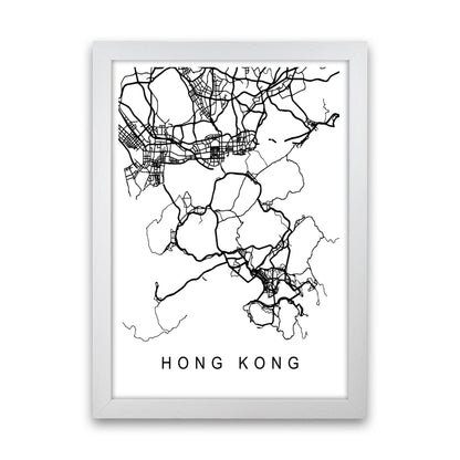 Hong Kong Map Art Print by Pixy Paper White Grain