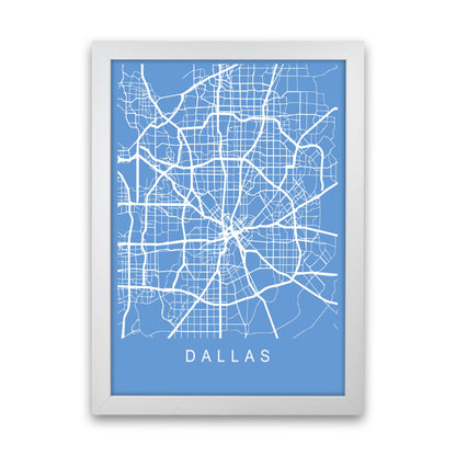 Dallas Map Blueprint Art Print by Pixy Paper White Grain