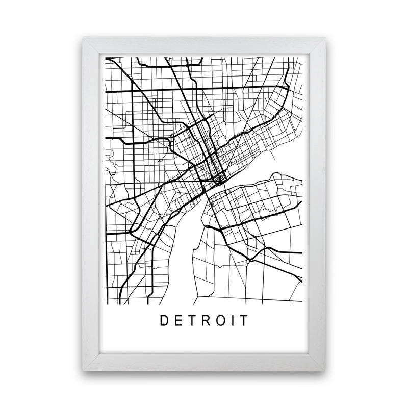 Detroit Map Art Print by Pixy Paper White Grain