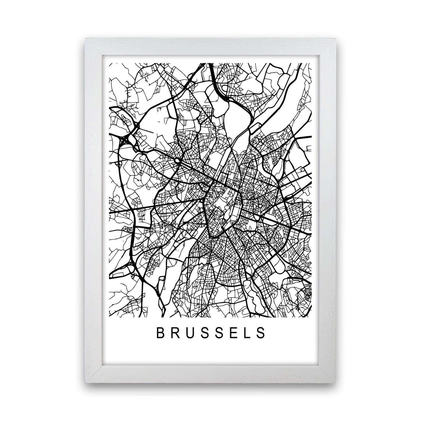 Brussels Map Art Print by Pixy Paper White Grain