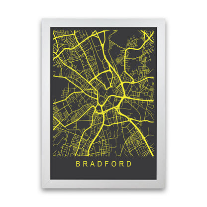 Bradford Map Neon Art Print by Pixy Paper White Grain