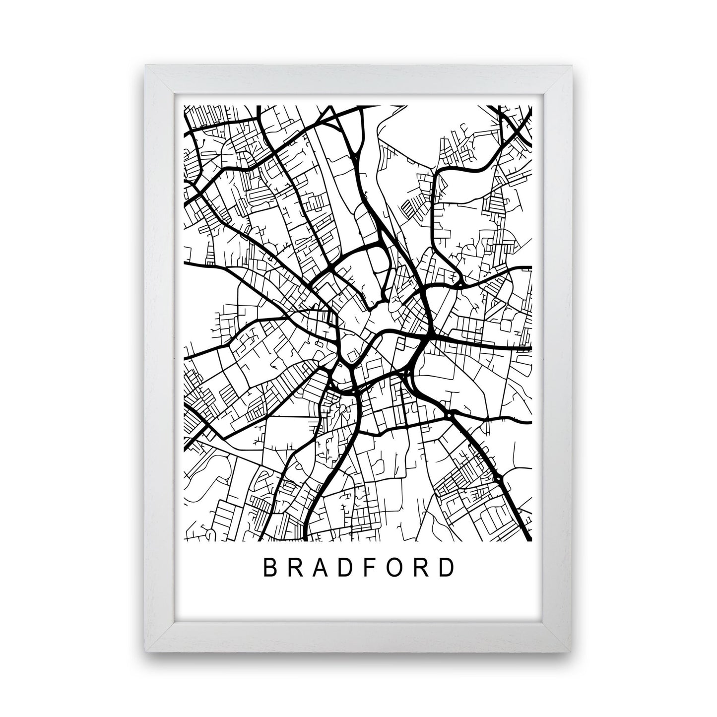 Bradford Map Art Print by Pixy Paper White Grain