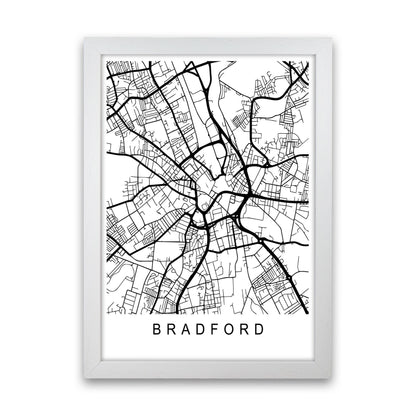 Bradford Map Art Print by Pixy Paper White Grain