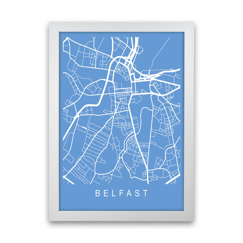 Belfast Map Blueprint Art Print by Pixy Paper White Grain