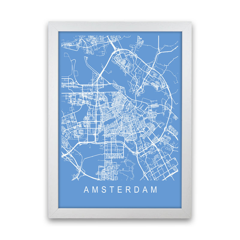 Amsterdam Map Blueprint Art Print by Pixy Paper White Grain
