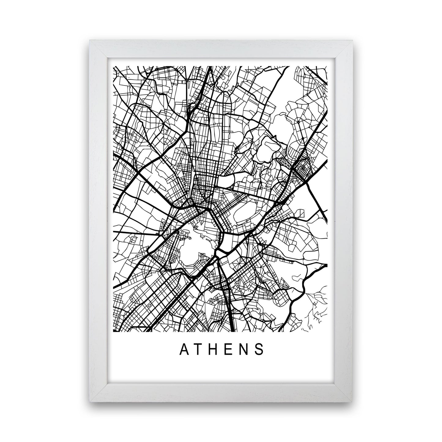Athens Map Art Print by Pixy Paper White Grain