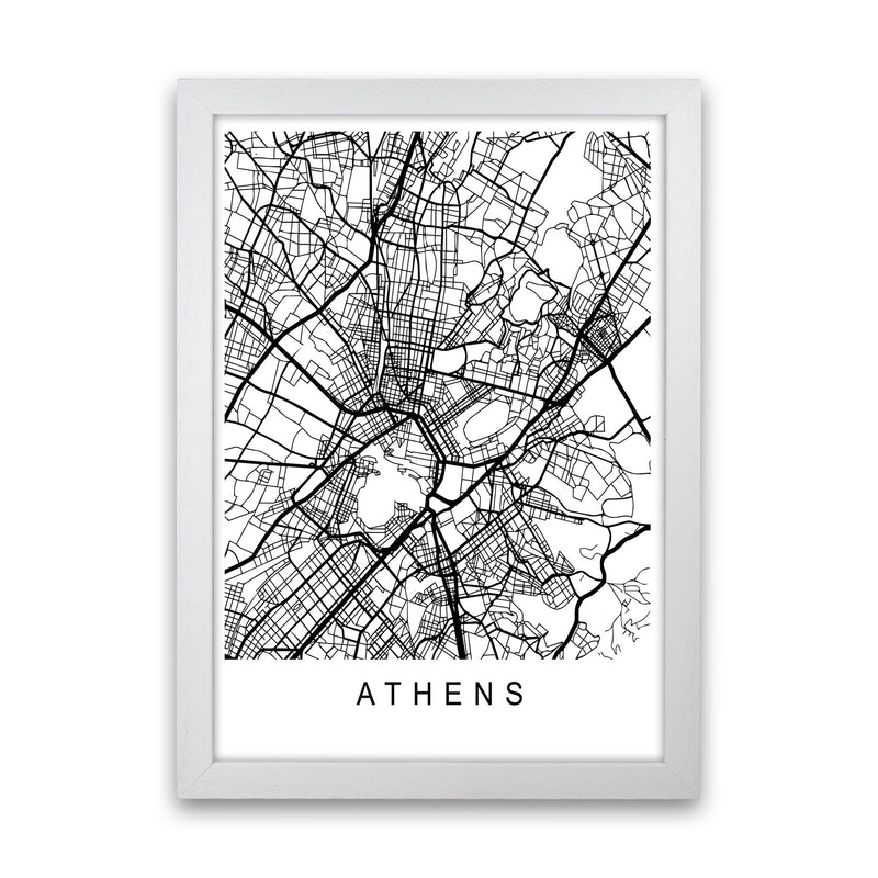 Athens Map Art Print by Pixy Paper White Grain