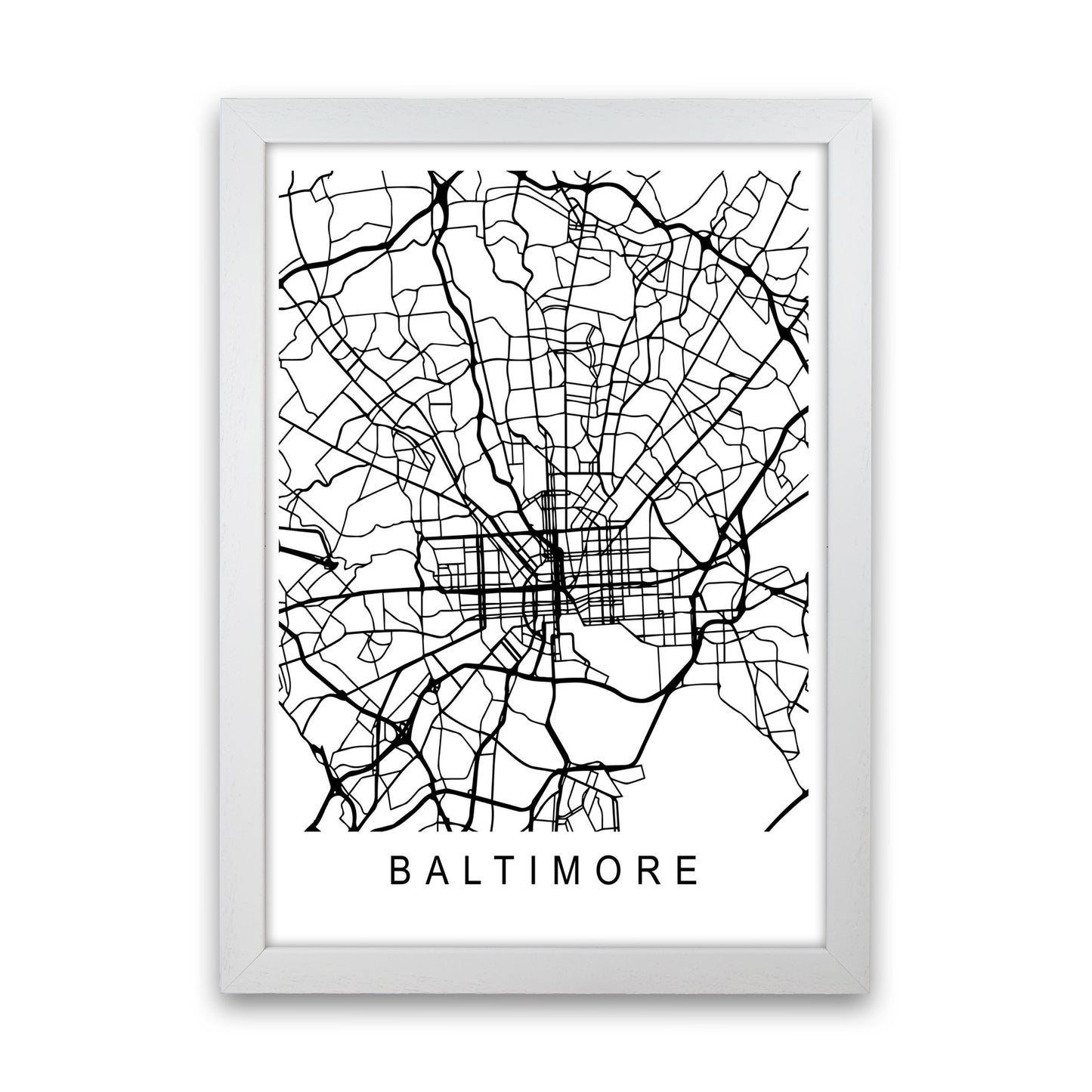 Baltimore Map Art Print by Pixy Paper White Grain