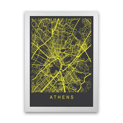 Athens Map Neon Art Print by Pixy Paper White Grain