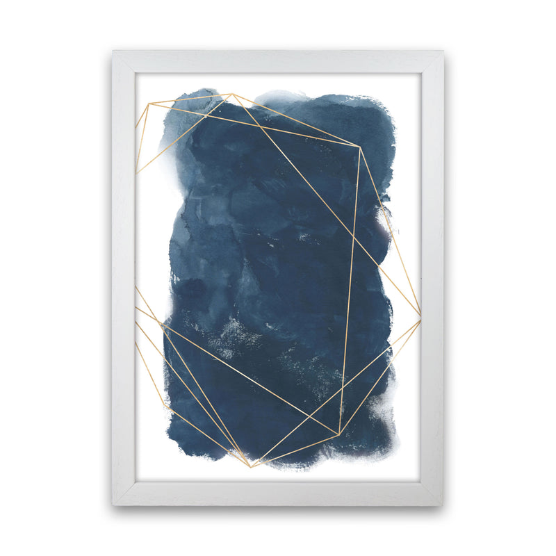 Aztec Navy Watercolour Art Print by Pixy Paper White Grain