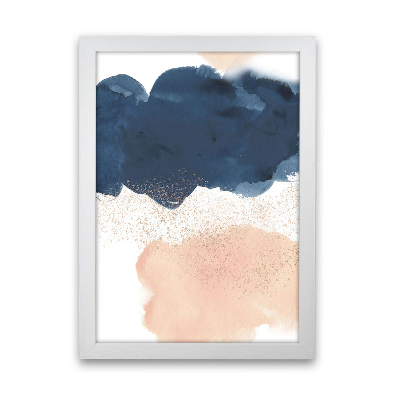 Aztec Blush and Navy Watercolour 03 Art Print by Pixy Paper White Grain