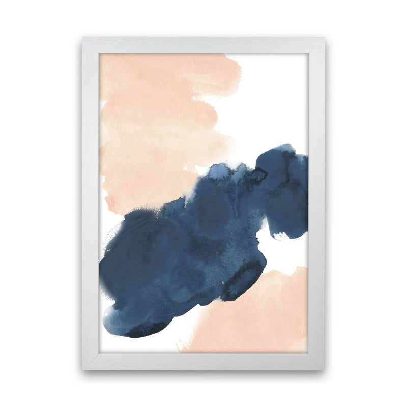 Aztec Blush and Navy Watercolour 02 Art Print by Pixy Paper White Grain