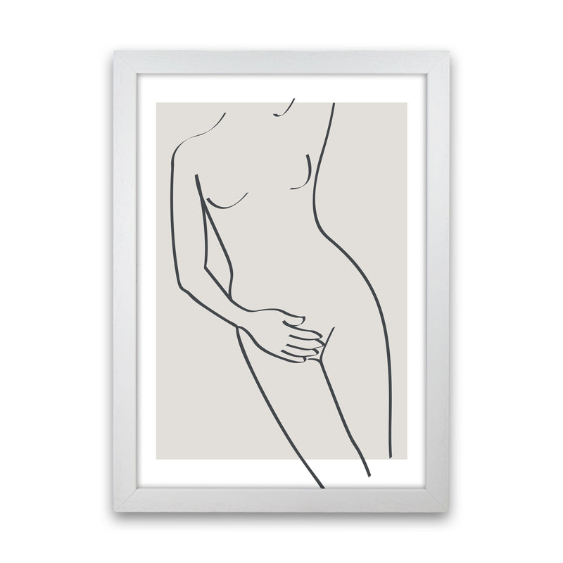 Inspired Stone Woman Line Art Black Art Print by Pixy Paper White Grain