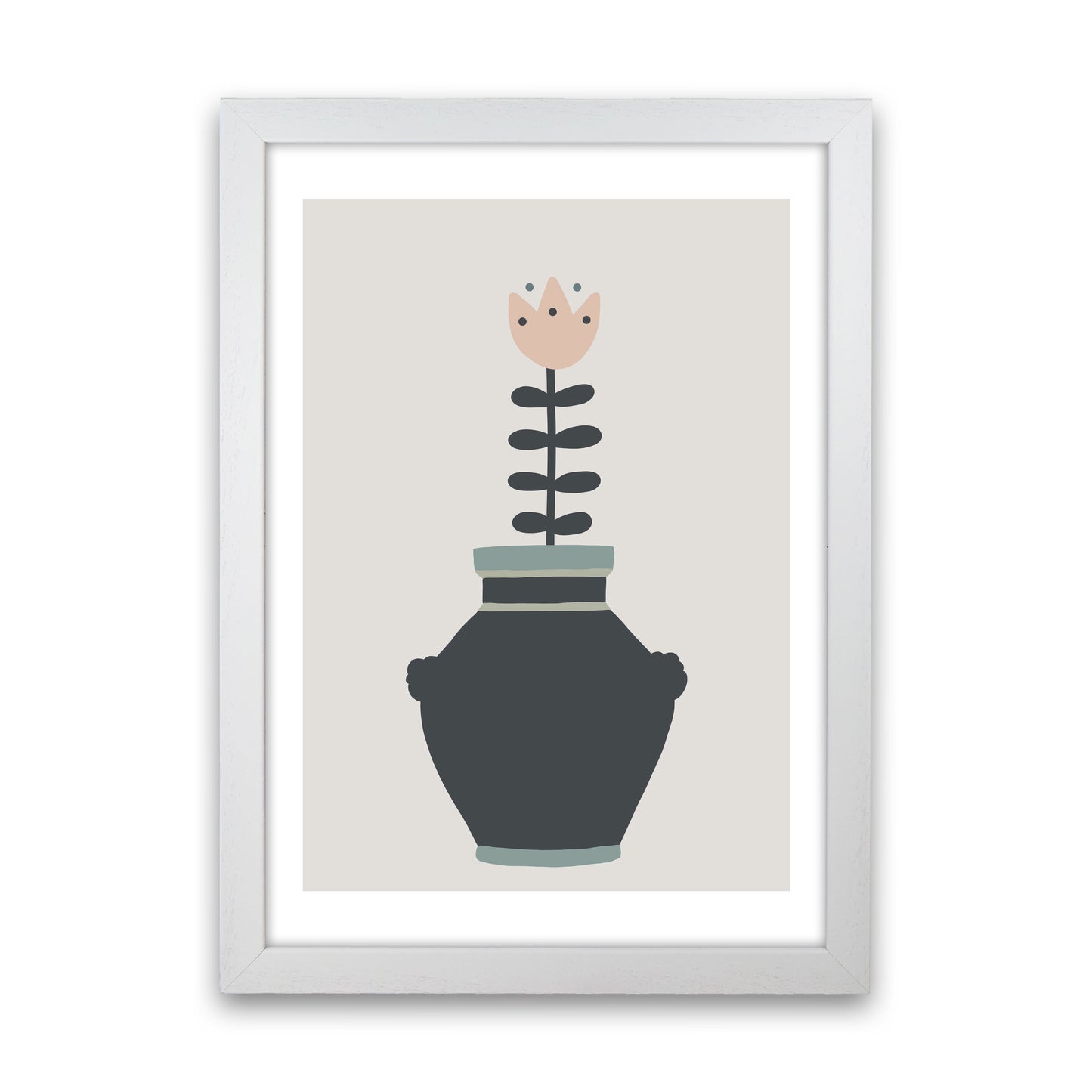 Inspired Plant Pot Stone Art Print by Pixy Paper White Grain